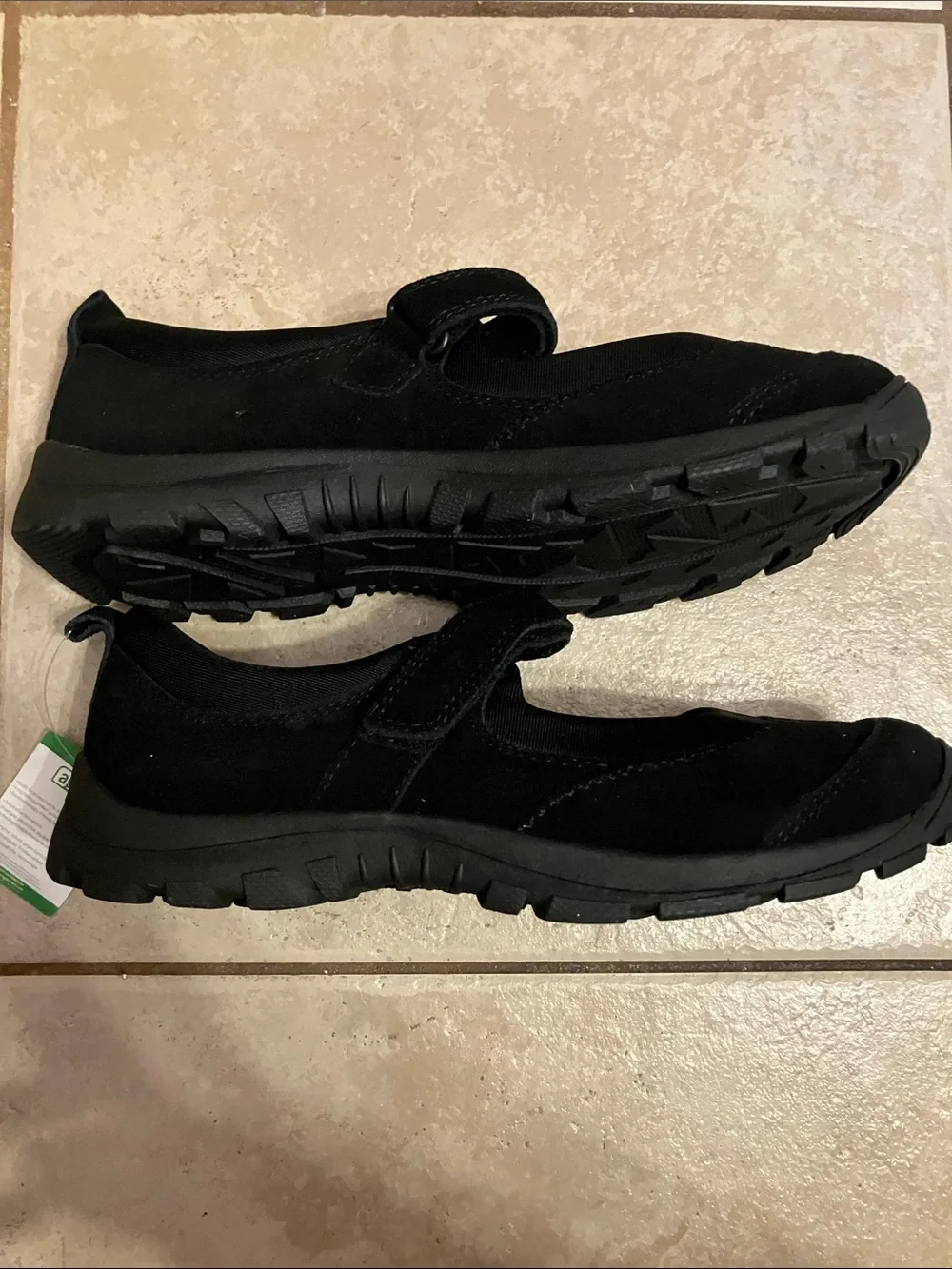 Lands' End Mary Jane School Uniform Shoes Black Suede All Weather Size 4